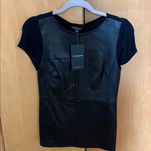 David Learner Front Leather T Shirt